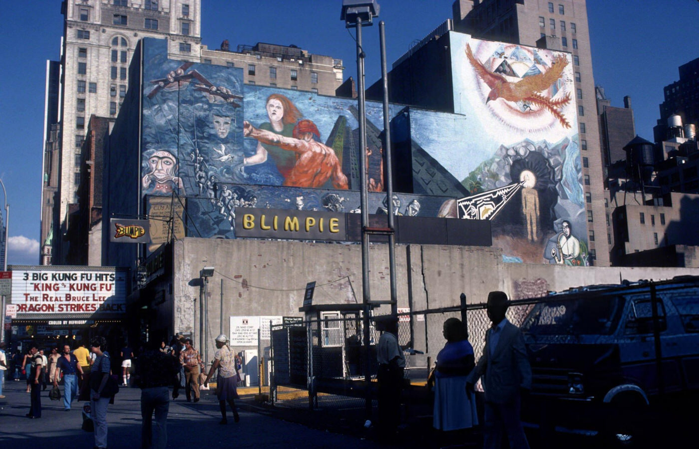 The seedy side of West 42nd Street and Eighth Avenue, 1980s.