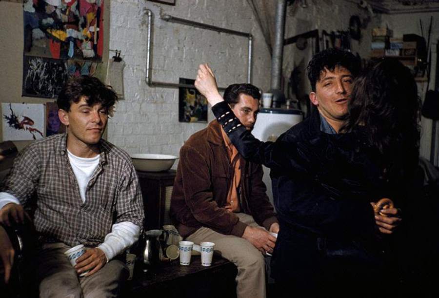 Stragglers at a Beat party.