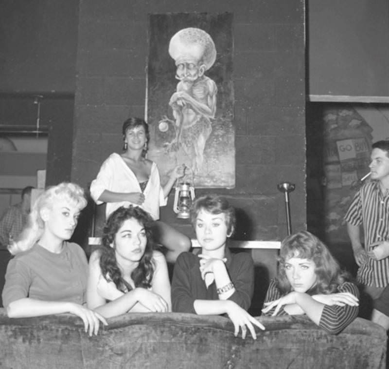 Contestants for the "Miss Beatnik" competition, 1959.