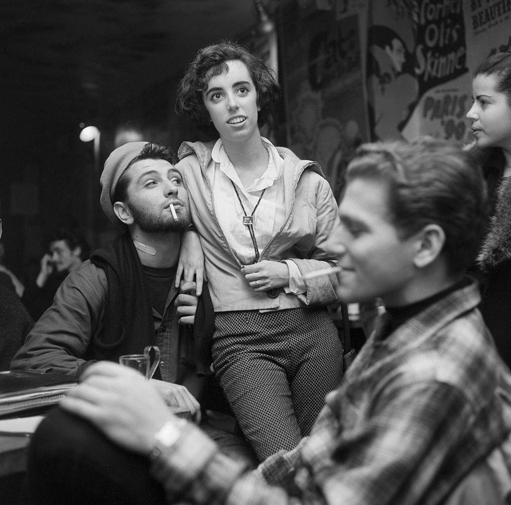Beatniks gather at a Greenwich Village coffeehouse, 1959.