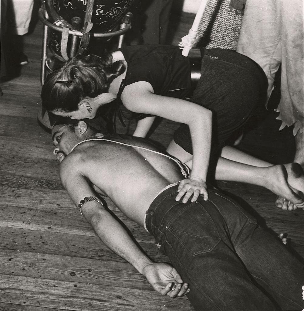 Ted Joans, Beat Generation poet, painter, and musician, in a Voodoo trance, 1960.