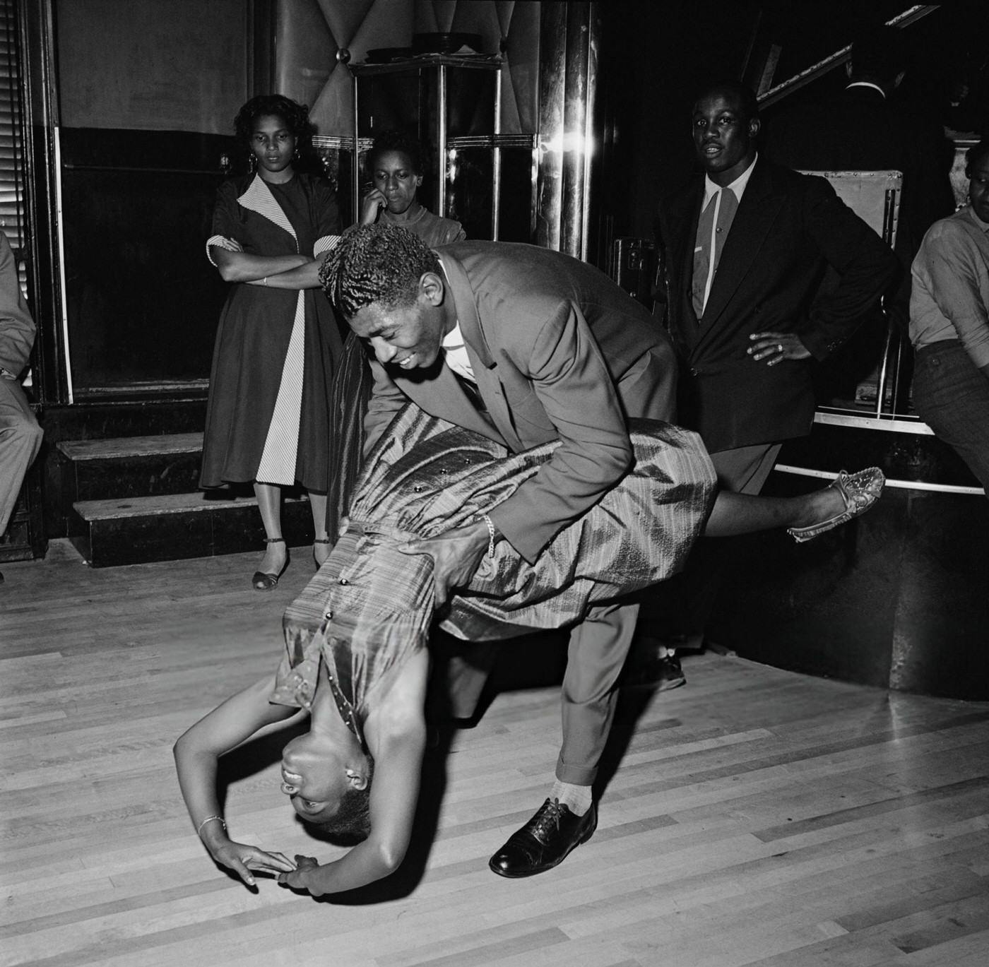 Swing dancing at the Savoy Ballroom in Harlem, 1947.