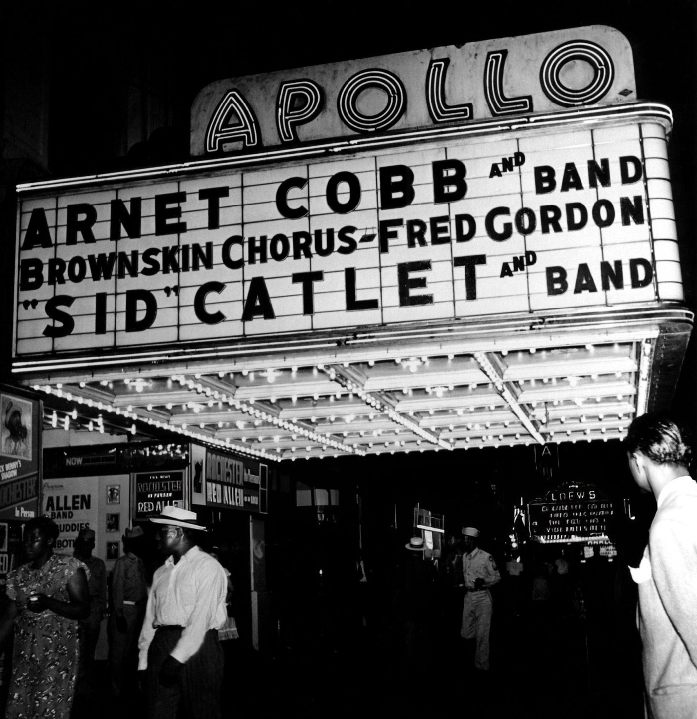 Apollo Theater marquee, Harlem, 1947.