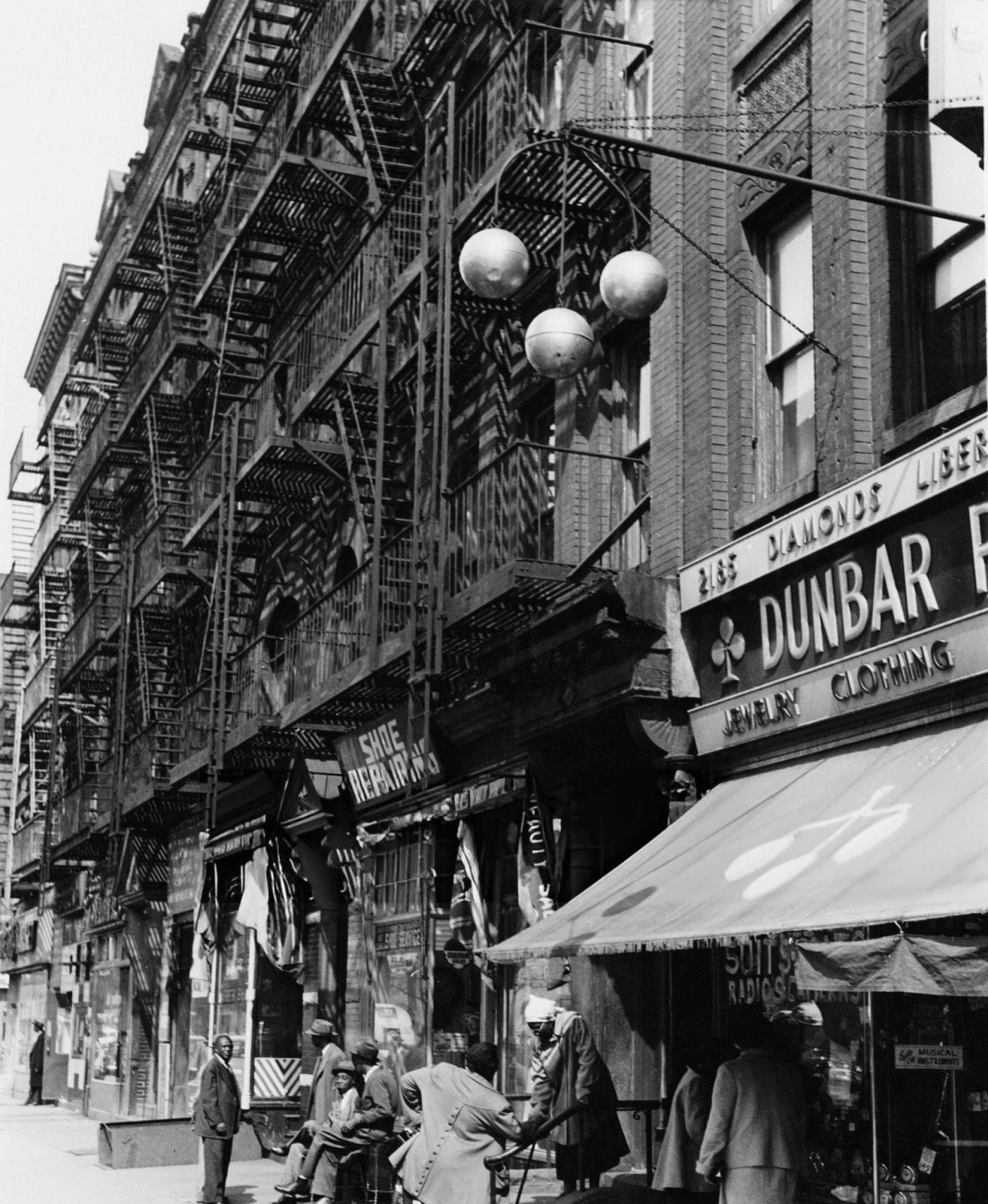 A view down 7th Avenue, Harlem, 1945.