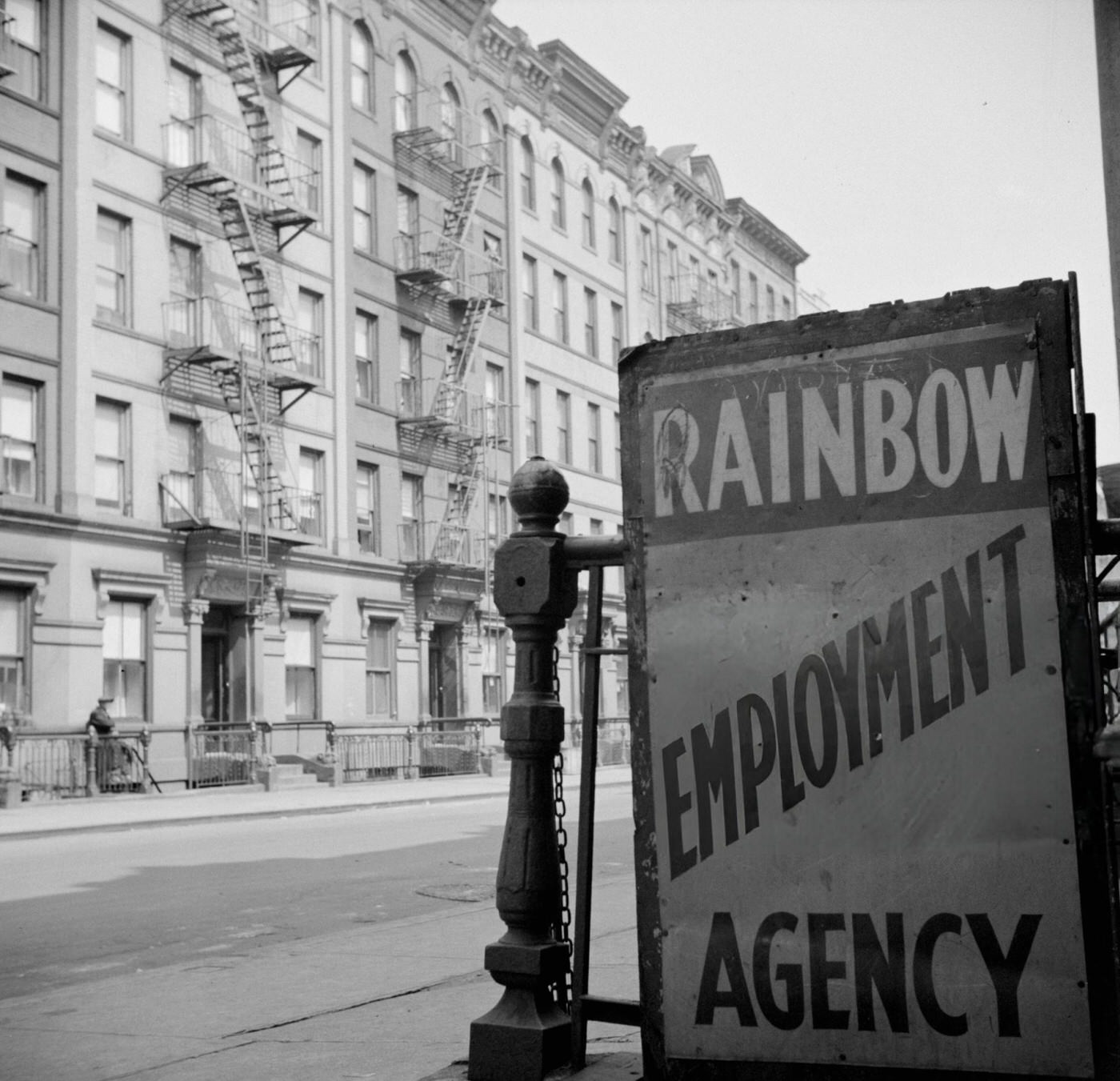 One of the numerous employment agency signs in the Harlem area.