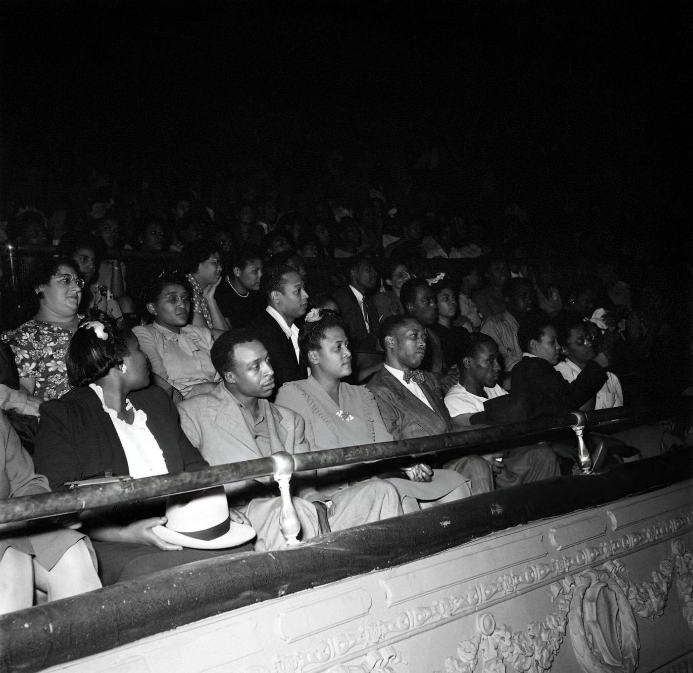 African American people look at a show in a cabaret in Harlem, Manhattan, 1946.