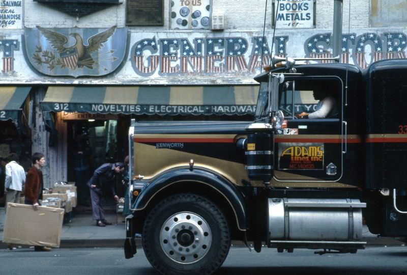 Kenworth truck in front of "Canal Street General Store", Manhattan, 1978.