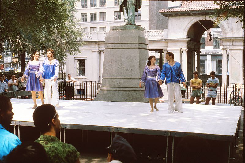 Performance in front of Lincoln Statue, Union Square.