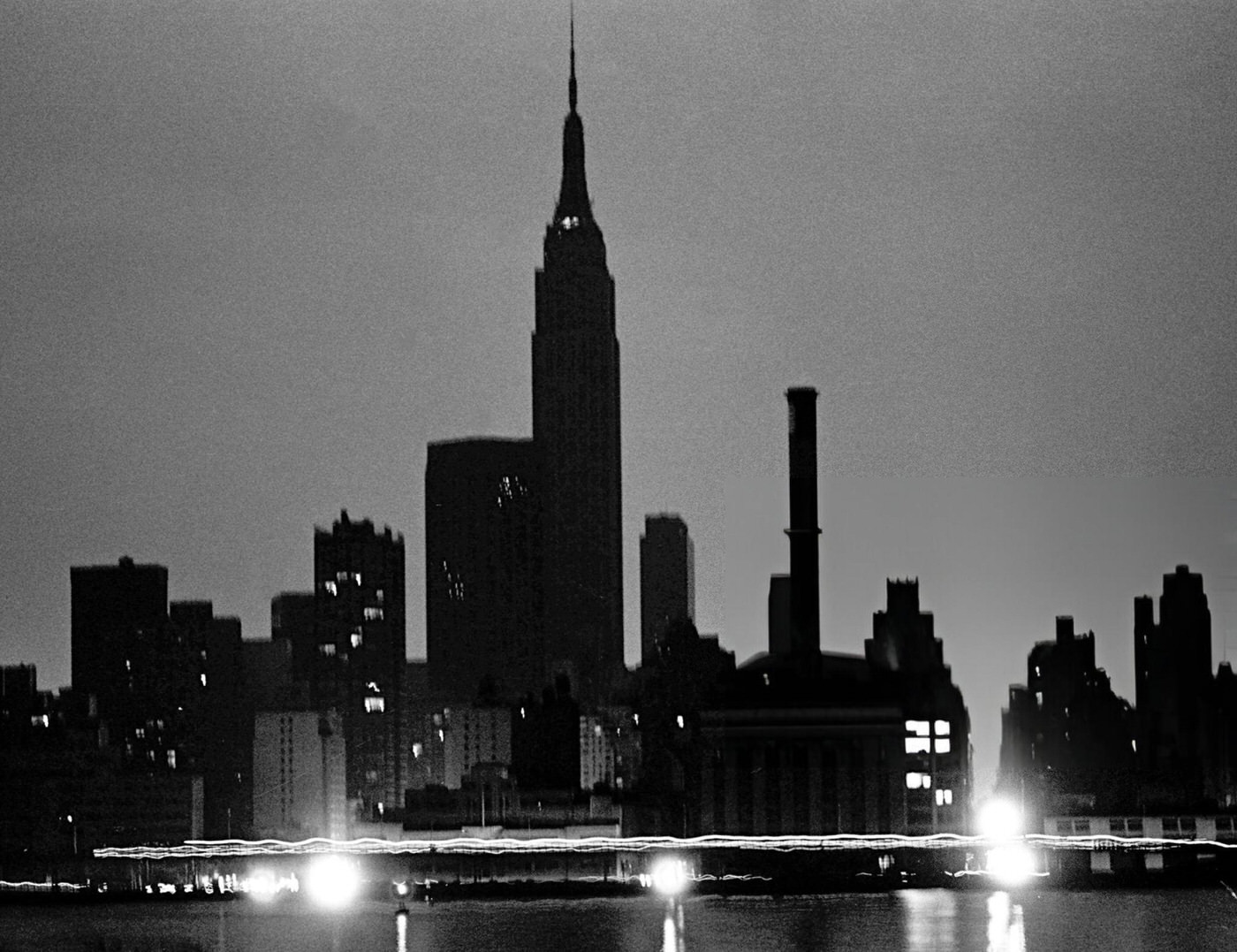 New York City skyline from Queens during the power blackout, 1977.