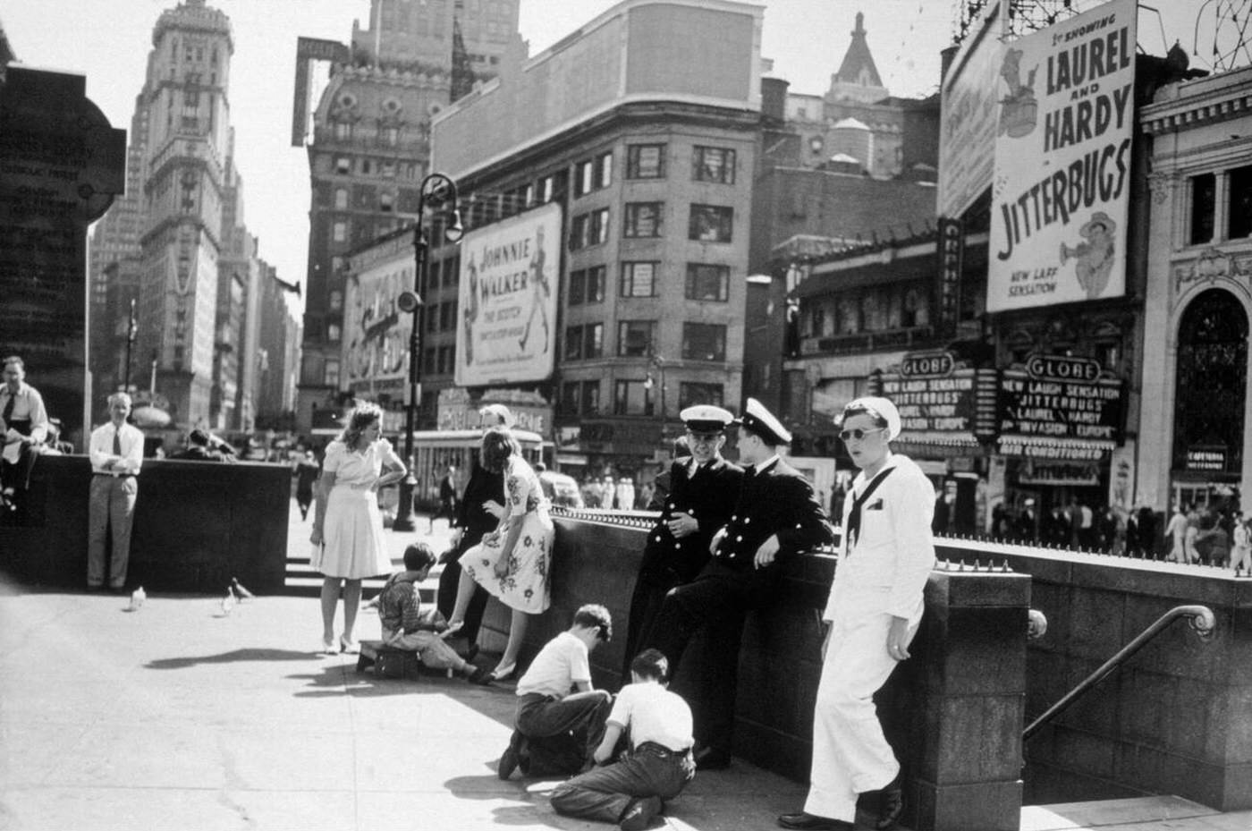 Servicemen in Times Square, 1943.