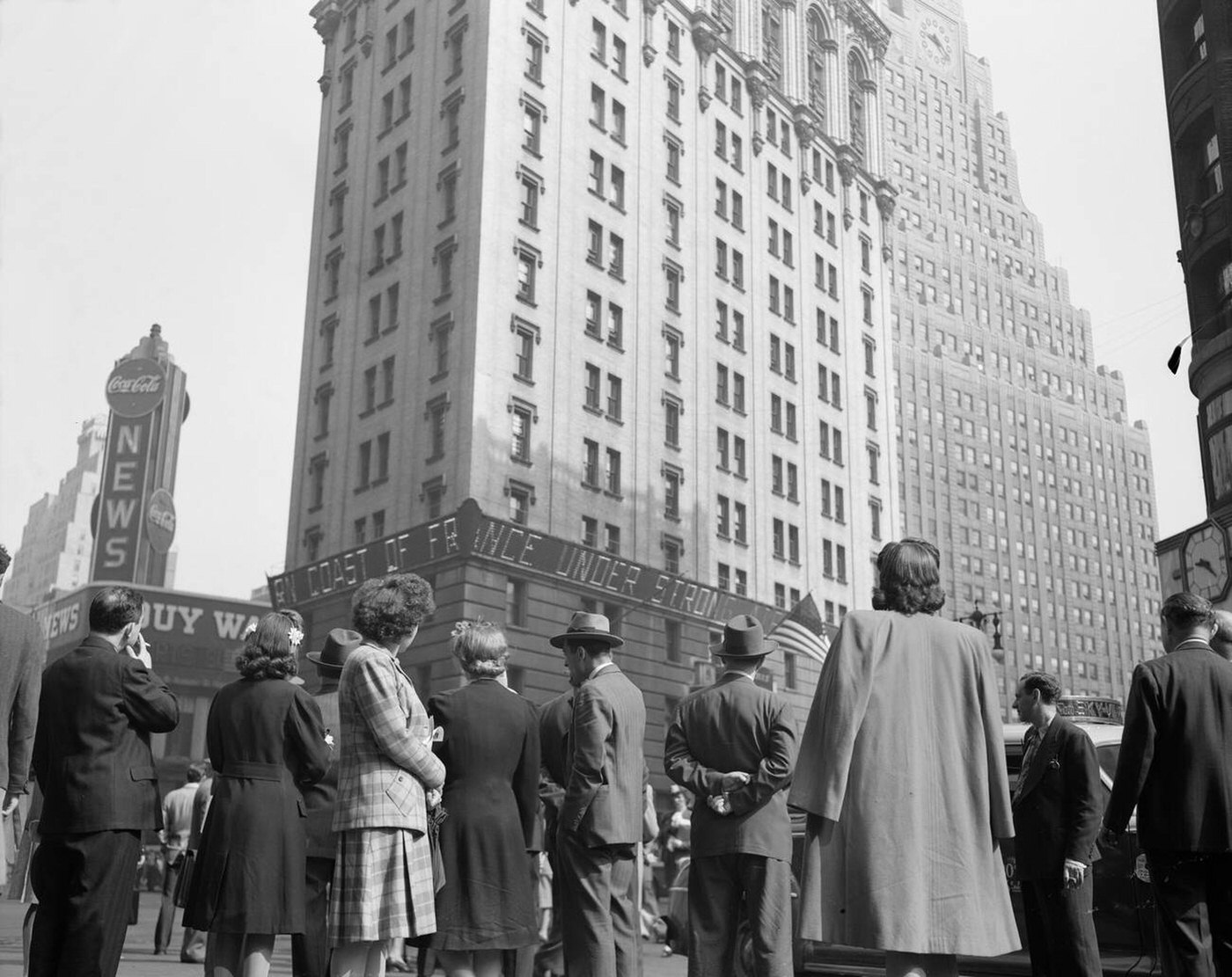 Times Square on D-Day, New York, 1944.