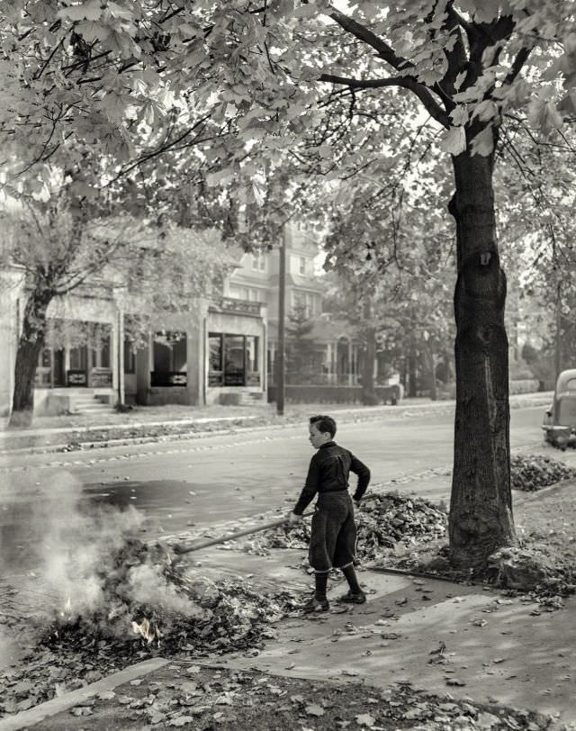 Two Men Stand on the Pipes Watching Parade, 1975