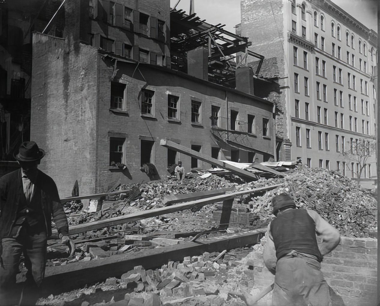 Cat Alley being torn down, circa 1898.
