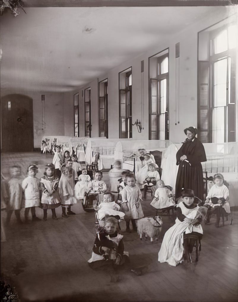 New York Foundling Asylum: Sister Irene and her flock, 1890.