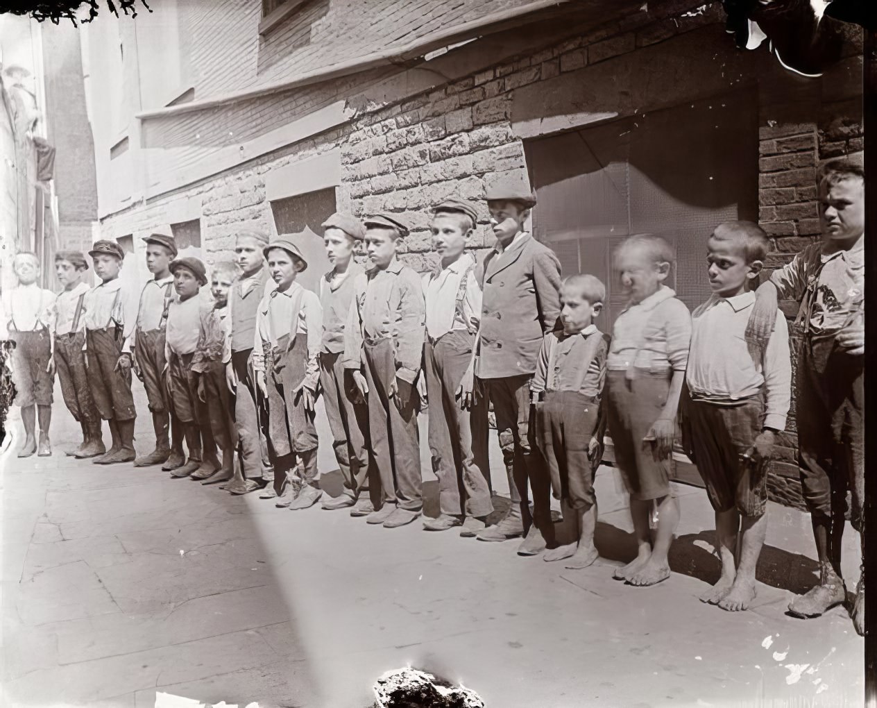 Gang drilling on Mulberry Street, 1890.