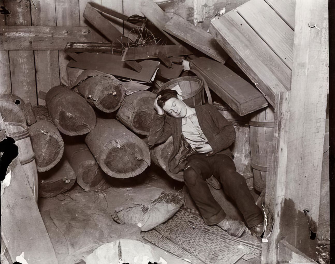 "Scotty" in his lair near the Harlem River, 1890.