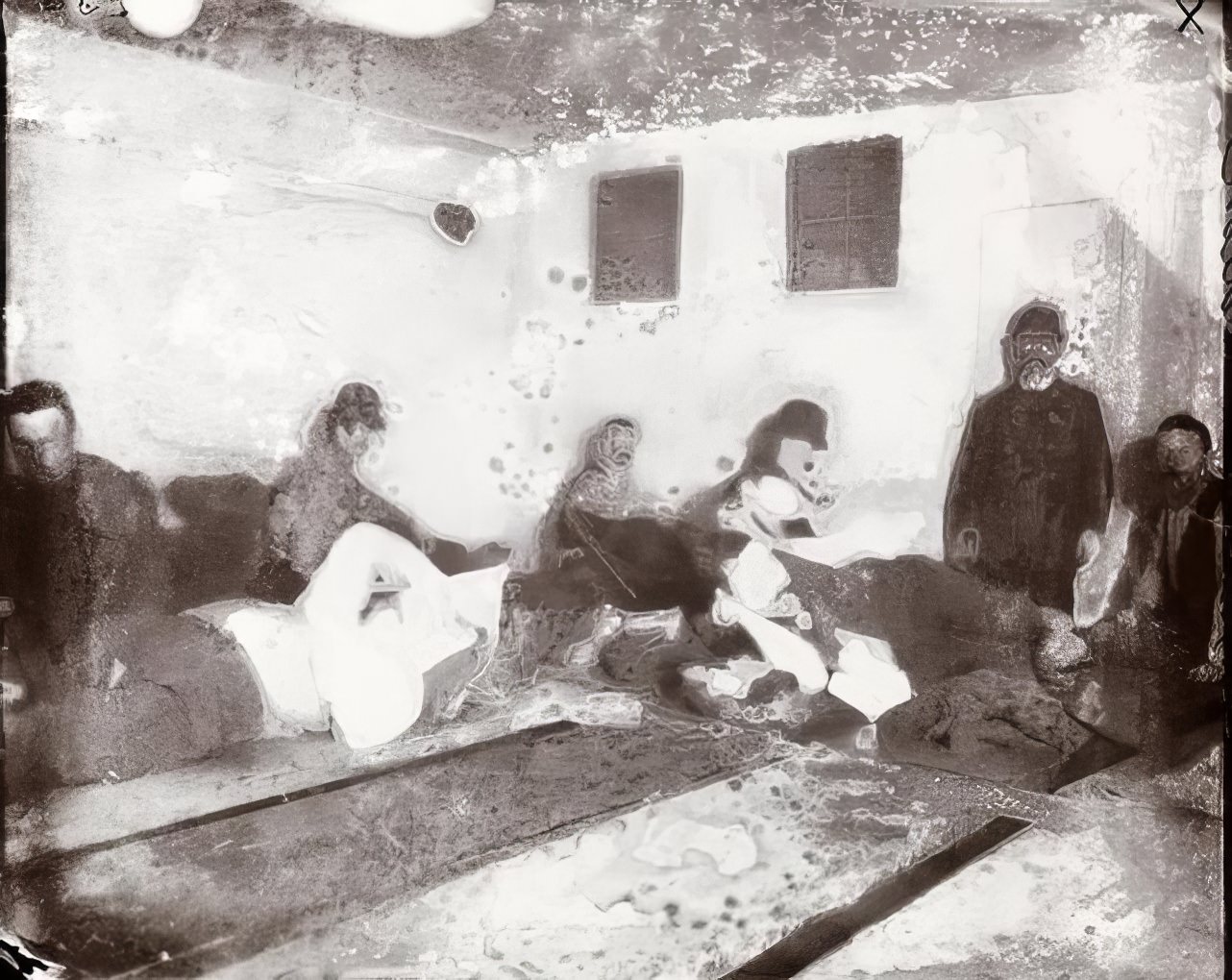 Men in the Elizabeth Street Station lodging room, 1890.