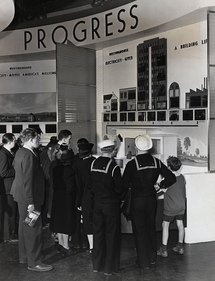 Electrical appliances in the home of tomorrow are displayed in Westinghouse's Hall of power.