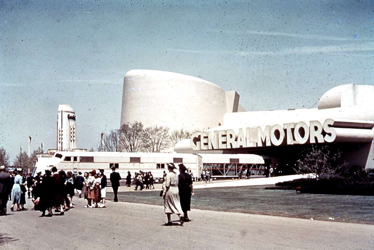 General Motors Building with the B. F. Goodrich Tire Building in the background.