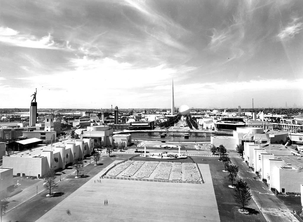 Overall view of the fairgrounds at the New York World's Fair, 1939.