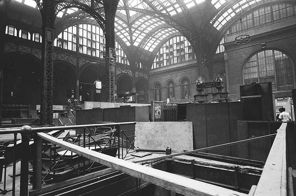 Interior view of the original Pennsylvania Station ongoing demolition work, New York, 1965.
