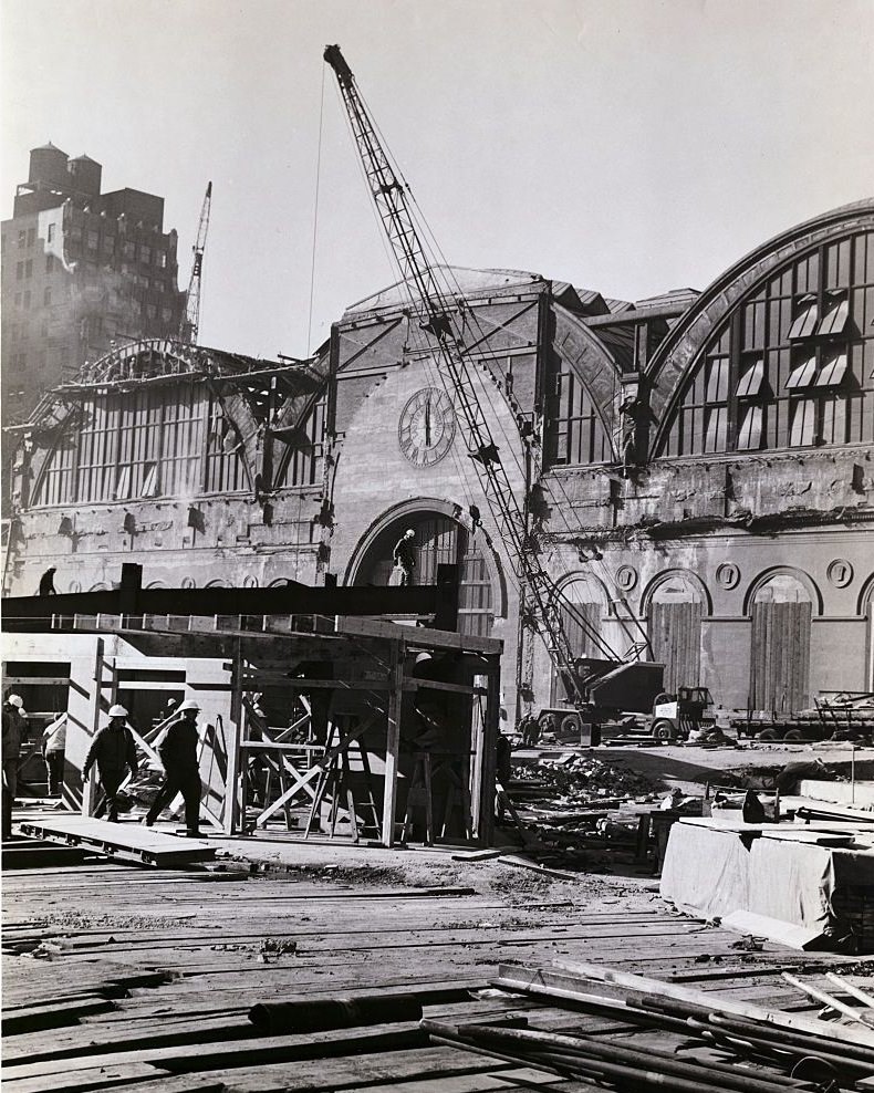 Demolition of Pennsylvania Railroad Station at Penn Plaza.