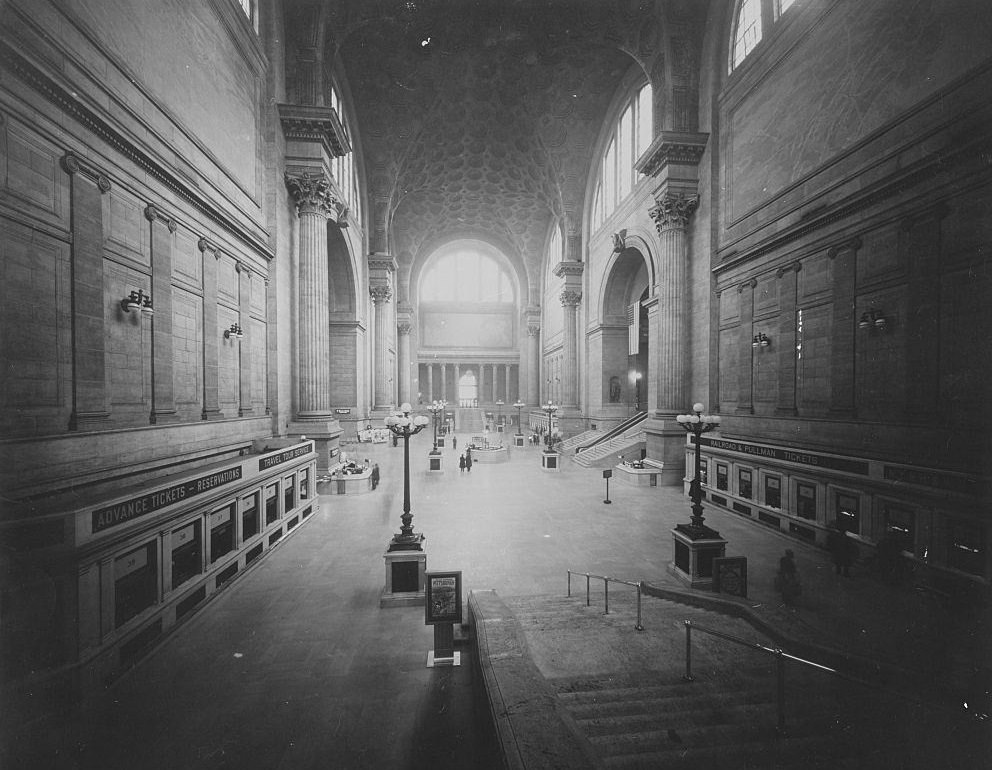 Pennsylvania Station at 34th Street and 7th Avenue below Madison Square Garden, 1940.