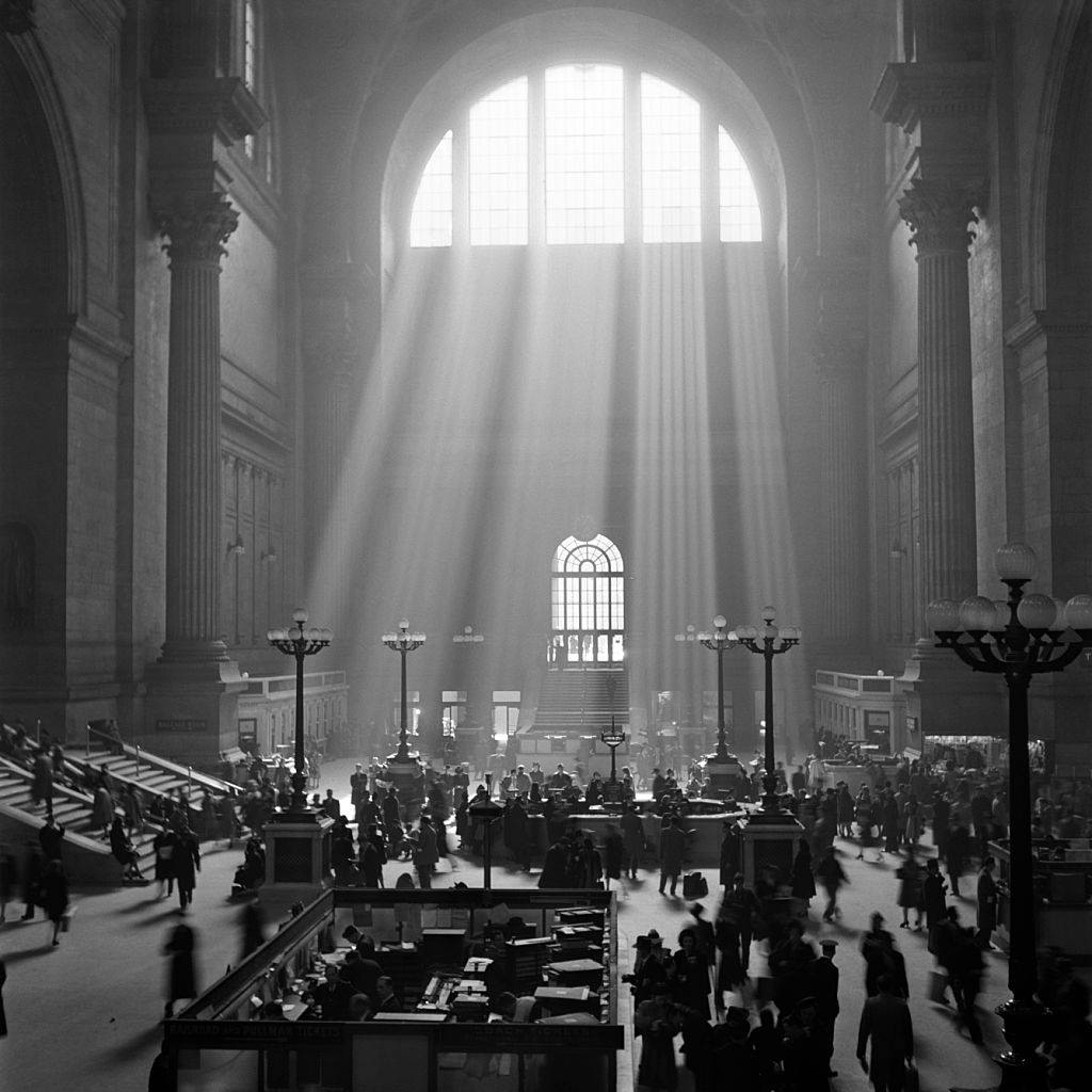 Interior of Pennsylvania Station, 1940s.