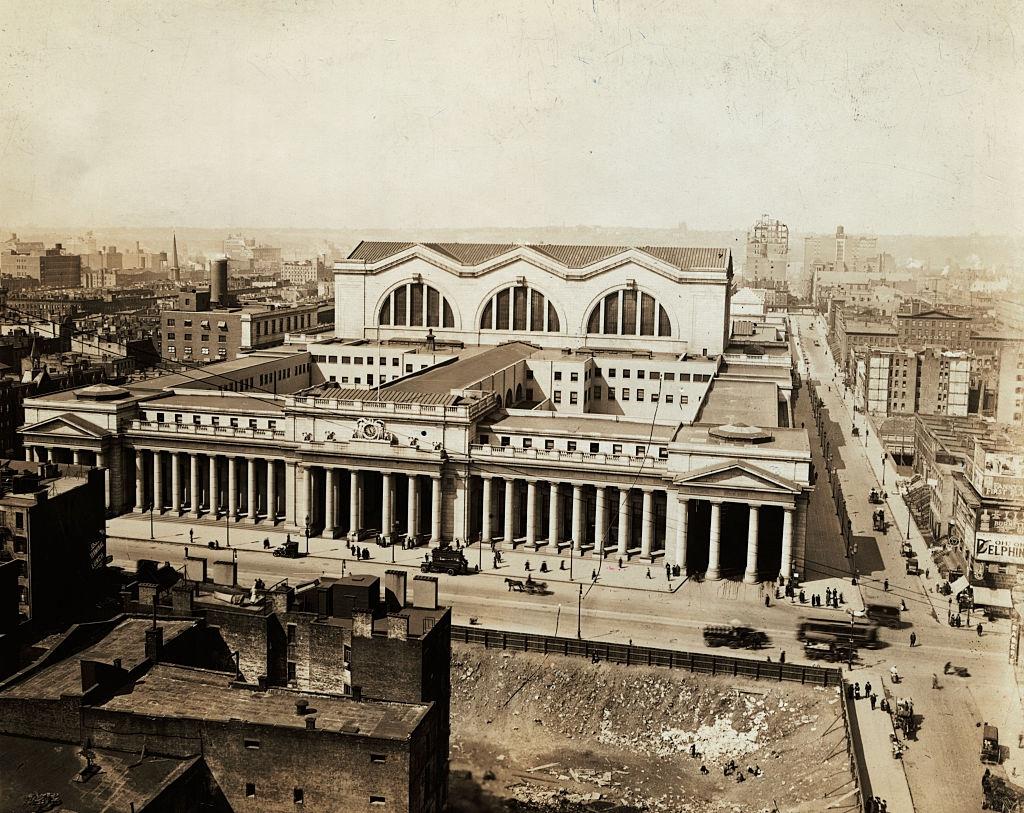 Aerial View of Pennsylvania Railroad Station, 1913.