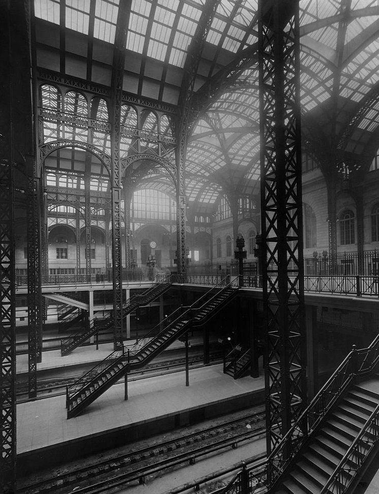 A view of the inside architecture of Pennsylvania Station designed by McKim, Mead and White, 1911.