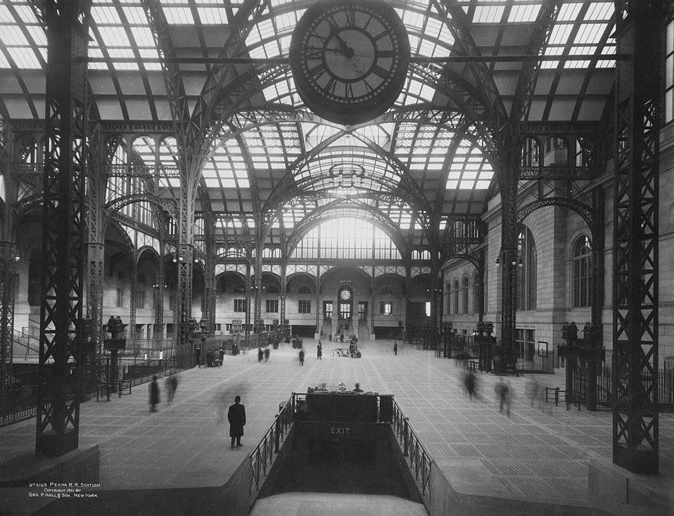 Interior main concourse of Penn Station, New York, 1911.