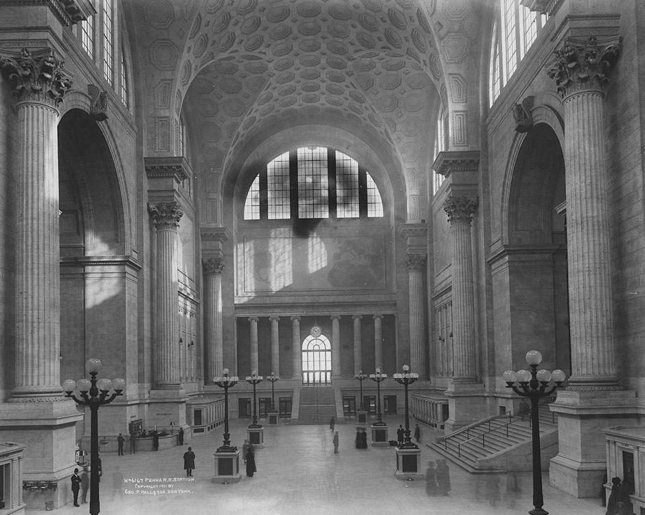 Interior Entry Hall & Ticket Office of Penn Station, 1911.