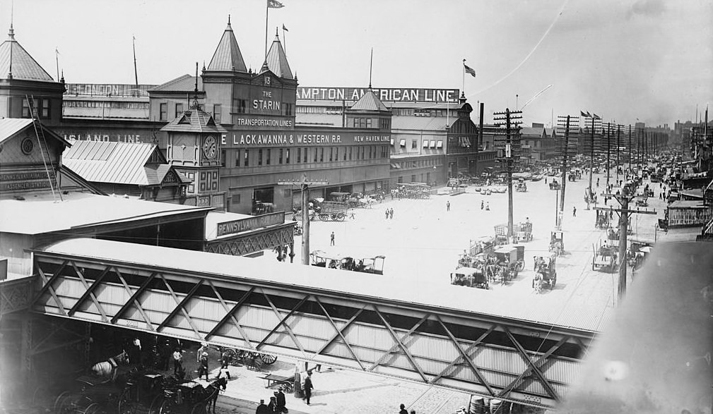 West Street Looking North from Cortlandt Street, 1900s.