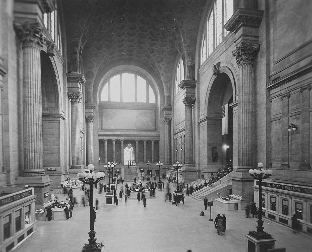 Pennsylvania Station at 34th Street and 7th Avenue below Madison Square Garden.