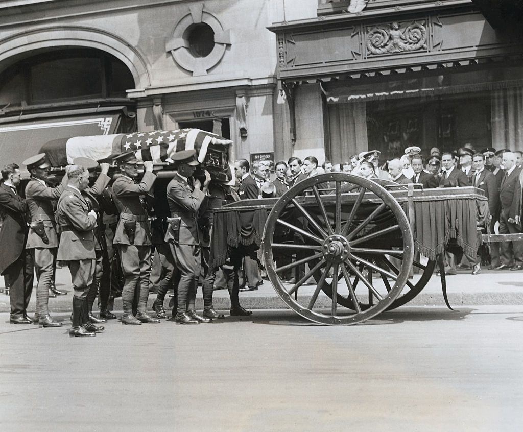 Soldiers Lifting Casket of Emilio Carranza.