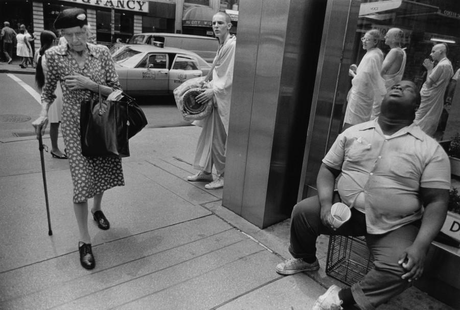 Blind Man, Old Woman, Hari Krishnas, NYC, 1972