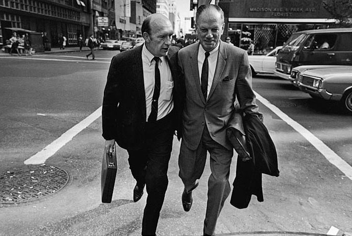 Two Business Men Crossing Street, NYC, 1970