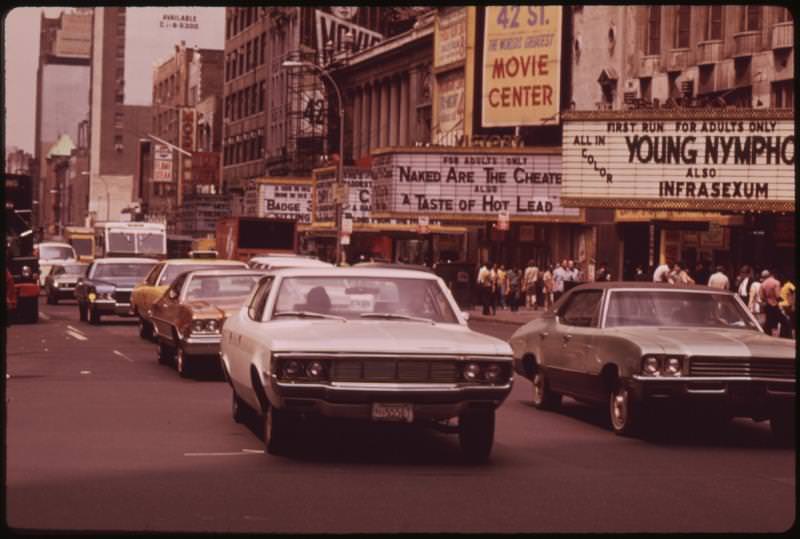 As Times Square changed, longtime businesses left. The Guardian noted that its grand old theaters were either torn down or left to rot, screening cheap second-run films and pornography.