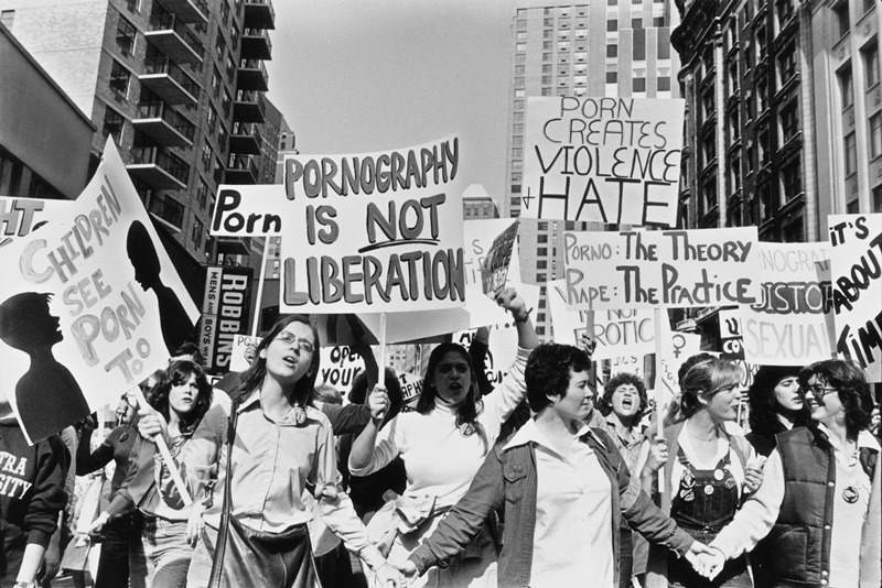 Women protest against pornography during a march through Times Square in 1979.