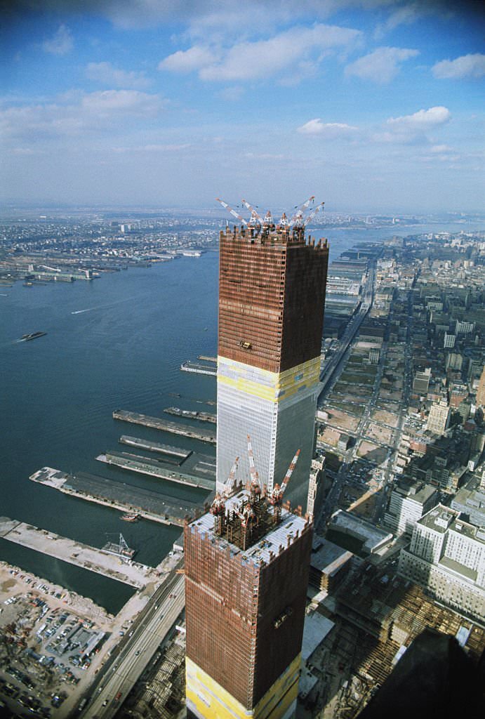 Airview of one of the towers of the World Trade Center.