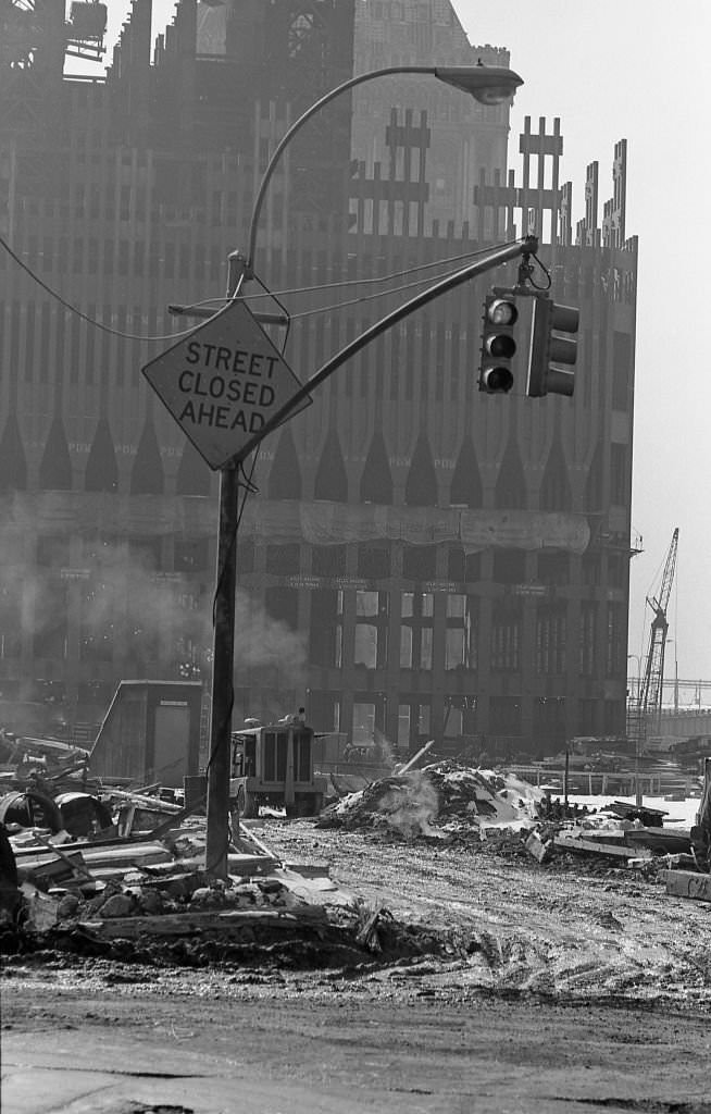 The North Tower (Tower One) of the World Trade Center under construction, 1970.