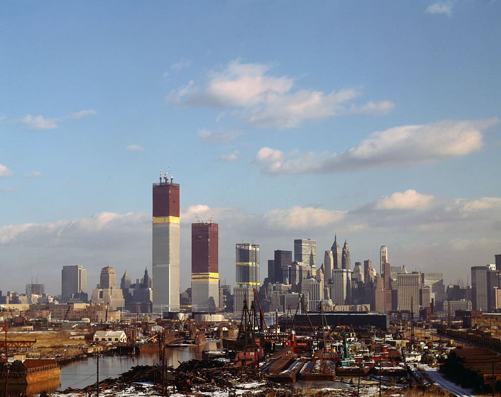 Views of the World Trade Center and Manhattan skyline from the New Jersey shore.