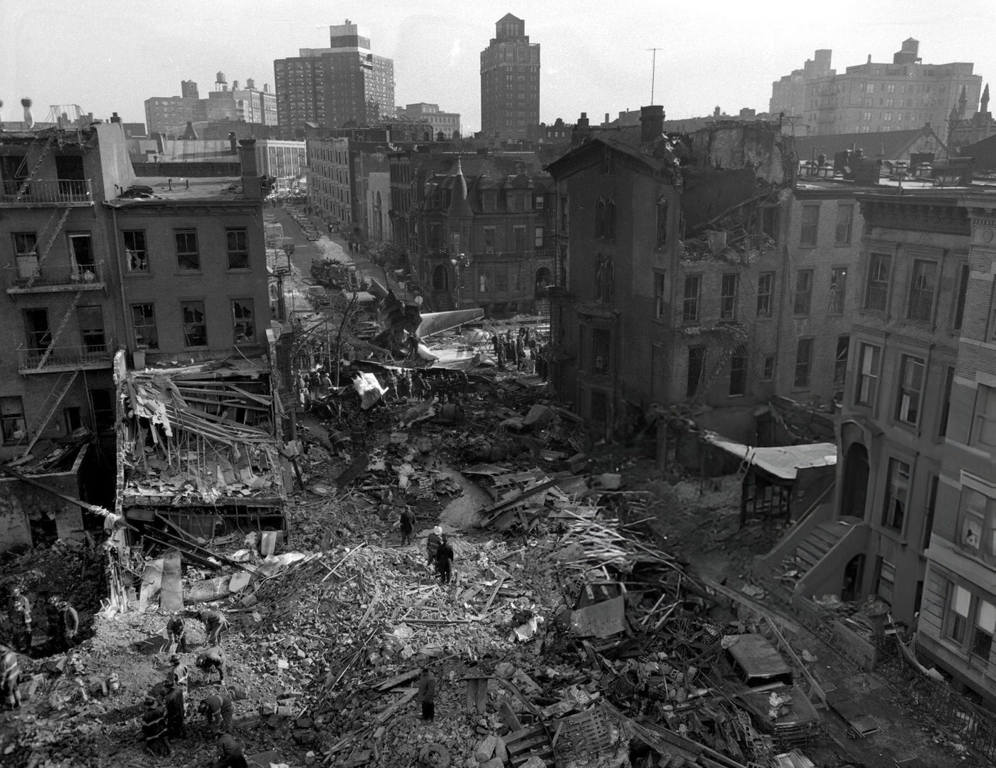 The Aftermath Of The Park Slope Crash Between United Airlines Flight 826 And Trans World Airlines Flight 266 Over New York City, In Which Flight 266 Crashed Into Staten Island And 826 Into Park Slope, Brooklyn, 1960.