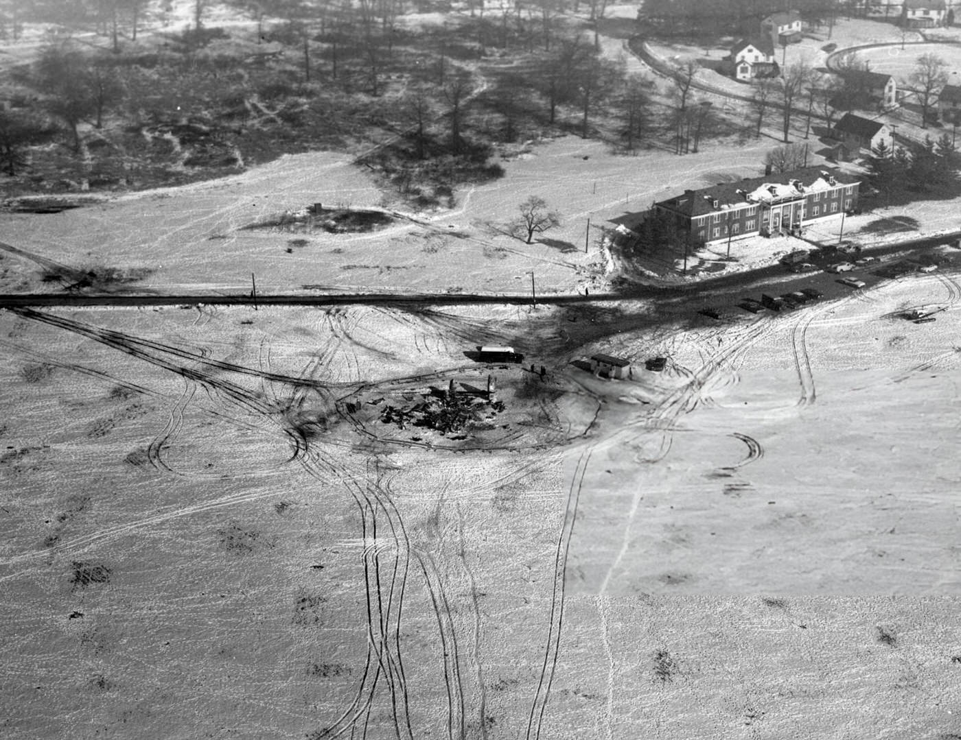 Aerial View Of The Twa Plane That Went Down At Miller Field, Staten Island, After The United Airlines Dc-8 &Amp;Amp; Twa Super Constellation Aviation Accident, 1960.