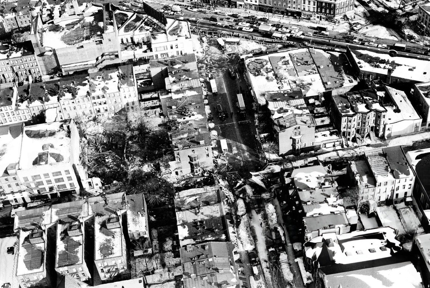 Aerial View Of The Devastation In Brooklyn After The United Airlines Dc-8 &Amp;Amp; Twa Super Constellation Aviation Accident, 1960.