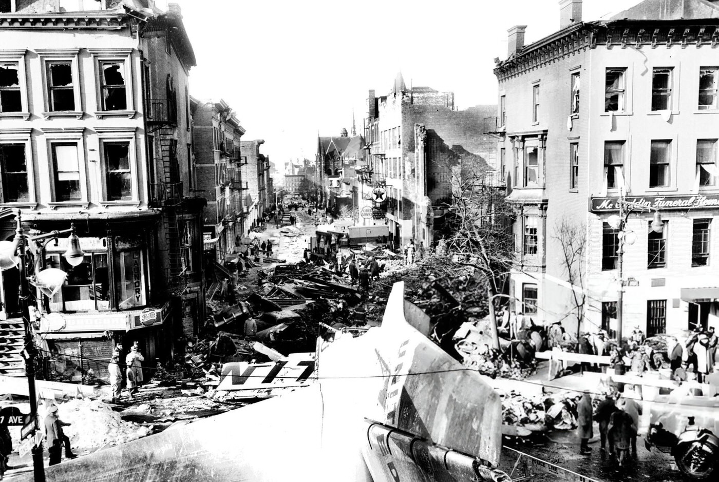 Aerial View Of The Devastation In Brooklyn After The United Airlines Dc-8 &Amp;Amp; Twa Super Constellation Aviation Accident, 1960.