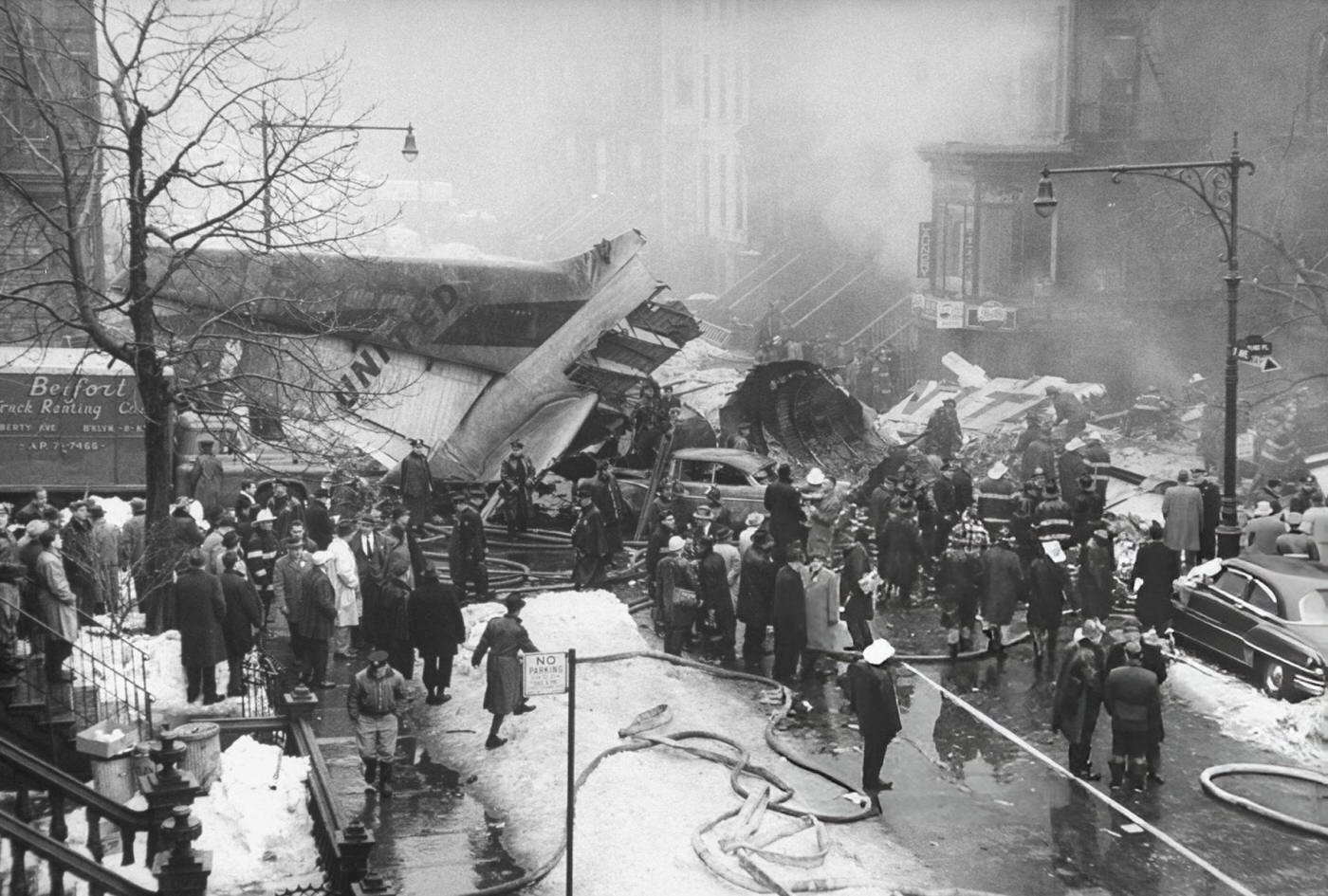 Wreckage Of A Two-Plane Crash In Brooklyn.