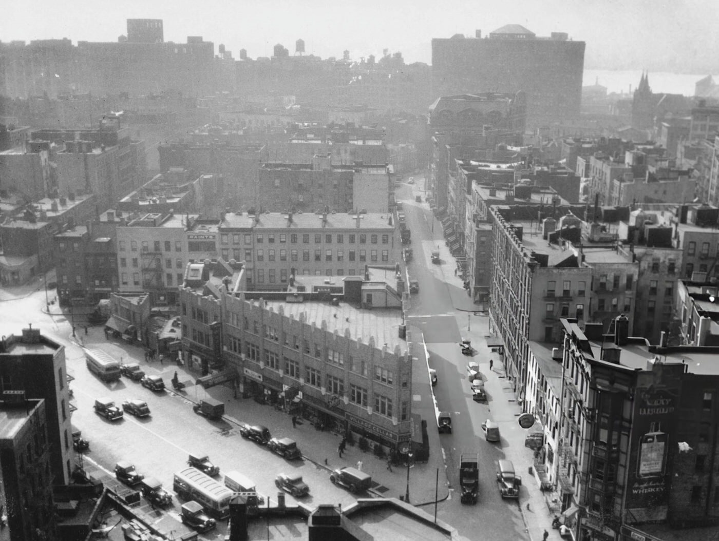 High Angle View Looking West In Greenwich Village, With The Intersection Of Grove Street And Seventh Avenue South In The Lower Right, 1936.