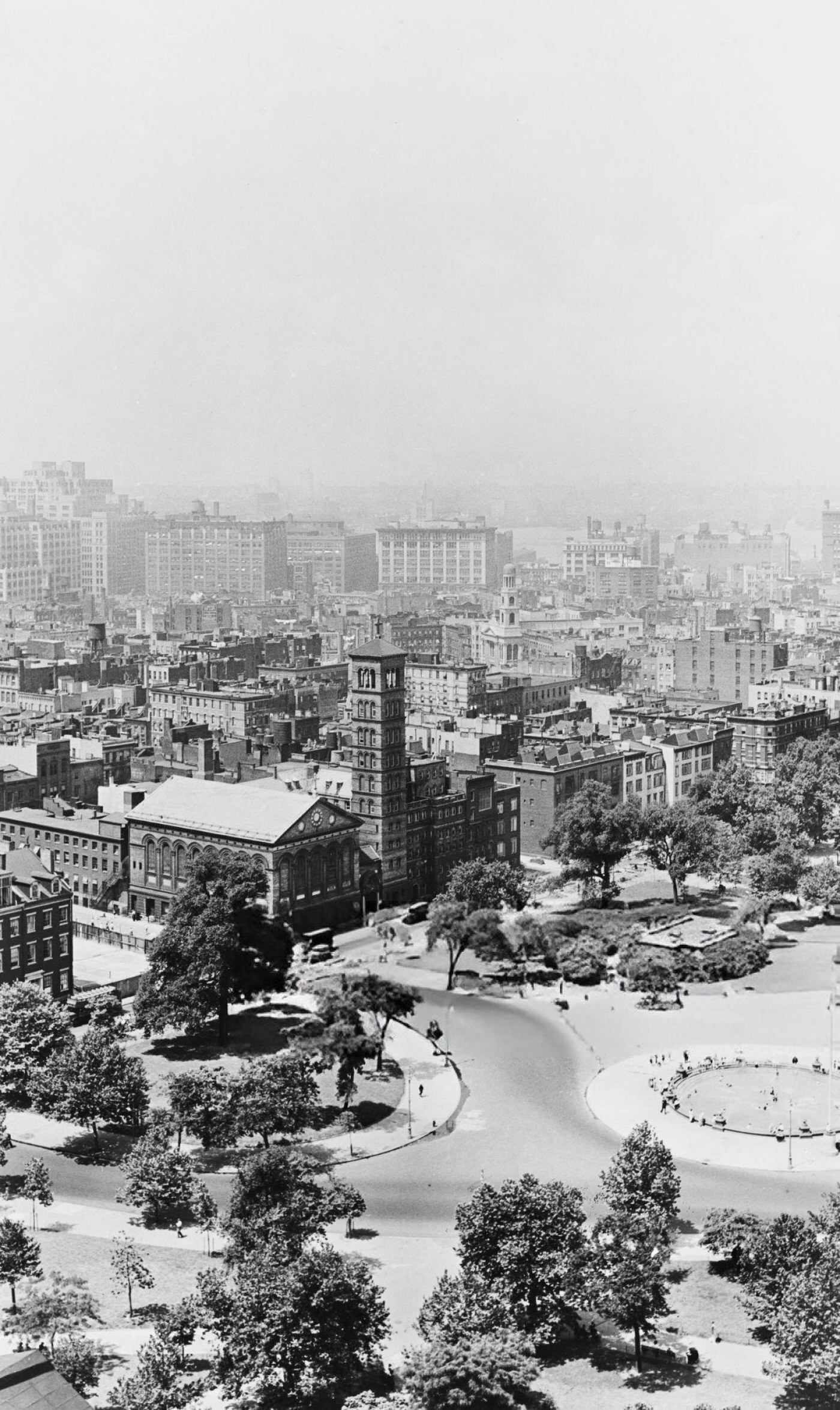 Elevated View Over Washington Square Park, Early To Mid-Twentieth Century.