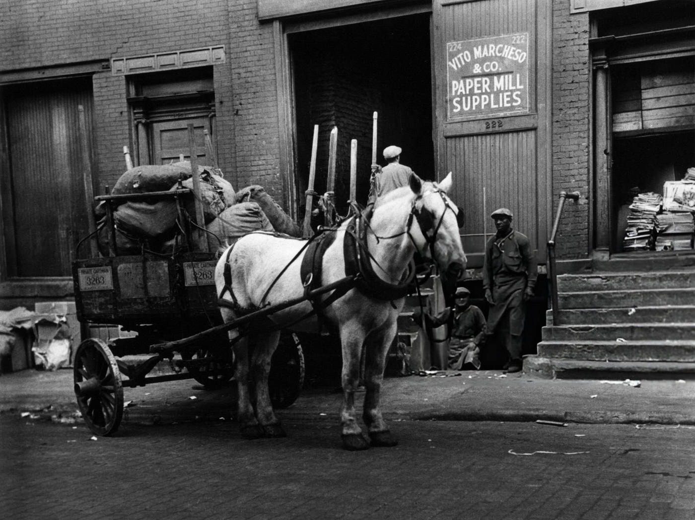 Draft Horse Pulls Cart In Greenwich Village.